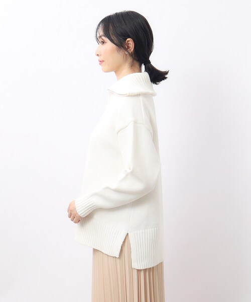 OPAQUE.CLIP（オペークドットクリップ）の「◆ハーフZIPミドルゲージニット【洗濯機洗い可】（ニット/セーター・レディース・ライトパープル/ホワイト/グレー・40/38）」の20枚目の写真