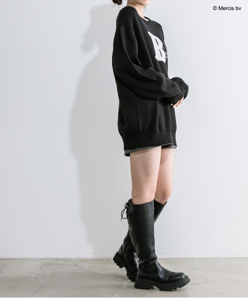 Miffy（ ミッフィー）の「miffyジャガードニット　1041180060（ニット/セーター・レディース・ブラック/オフホワイト・FREE）」の4枚目の写真