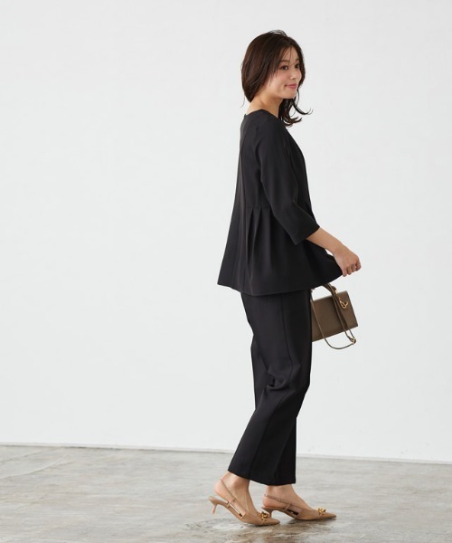 Pierrot（ピエロ）の「キーネックパールブラウスセットアップ（セットアップ・レディース・ホワイト×ブラック/グレー/ネイビー/ブラック・L/M/S/PM）」の11枚目の写真