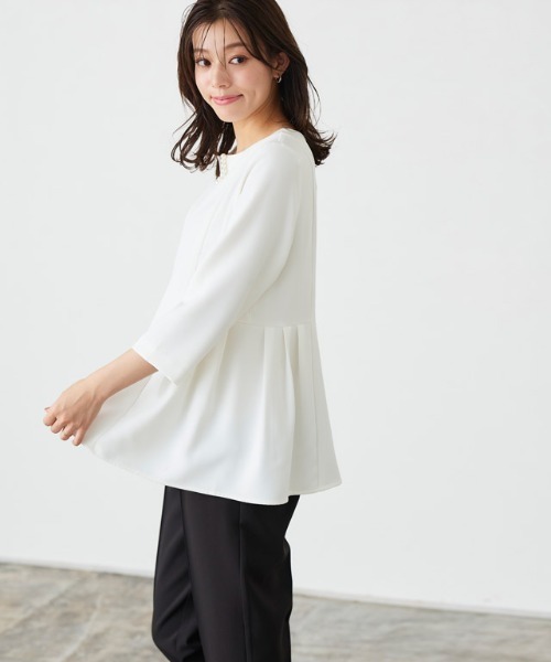 Pierrot（ピエロ）の「キーネックパールブラウスセットアップ（セットアップ・レディース・ホワイト×ブラック/グレー/ネイビー/ブラック・L/M/S/PM）」の7枚目の写真