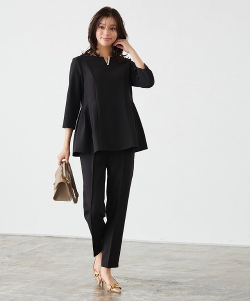 Pierrot（ピエロ）の「キーネックパールブラウスセットアップ（セットアップ・レディース・ホワイト×ブラック/グレー/ネイビー/ブラック・L/M/S/PM）」の22枚目の写真