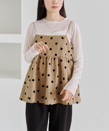 ベージュ ドット柄 半袖トップス OTONA トップス カットソー Tシャツ レディース ベージュ 半袖