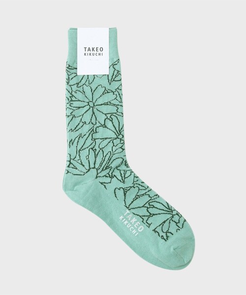 TAKEO KIKUCHI（タケオキクチ）の「◆【日本製】オリジナル花柄 ソックス（ソックス/靴下・メンズ・グリーン系/チャコールグレー/ライトベージュ・00）」の3枚目の写真
