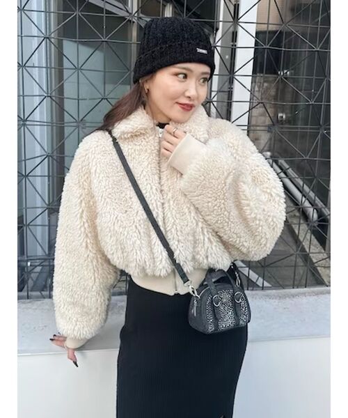 EVRIS フェイクファーショートブルゾン エヴリス EVRIS フェイクファーショートブルゾン （ブラック