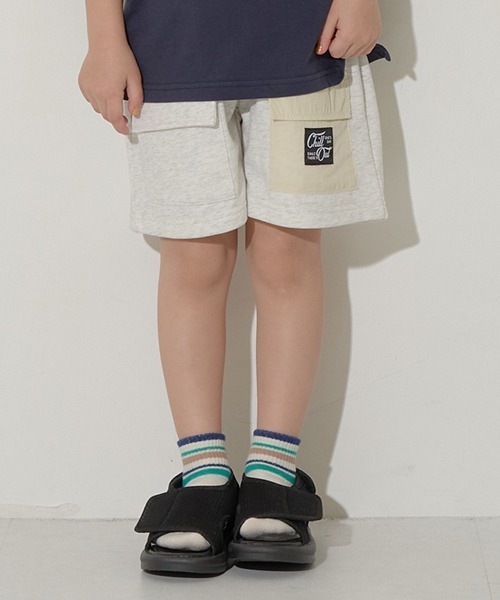 b・ROOM（ビールーム）の「ビッグポケット4分丈スウェットパンツ（その他パンツ・キッズ・サックスブルー/オートミール/オレンジ/ベージュ/ネイビー/ミント・120cm/100cm/130cm/140cm/110cm）」の2枚目の写真