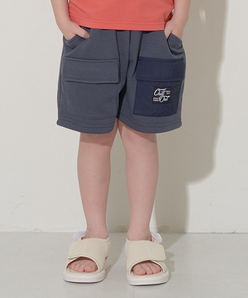 b・ROOM（ビールーム）の「ビッグポケット4分丈スウェットパンツ（その他パンツ・キッズ・サックスブルー/オートミール/オレンジ/ベージュ/ネイビー/ミント・120cm/100cm/130cm/140cm/110cm）」の4枚目の写真