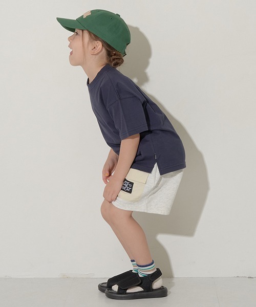 b・ROOM（ビールーム）の「ビッグポケット4分丈スウェットパンツ（その他パンツ・キッズ・サックスブルー/オートミール/オレンジ/ベージュ/ネイビー/ミント・120cm/100cm/130cm/140cm/110cm）」の22枚目の写真