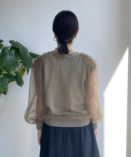 新品DOUDOU(ドゥドゥ)◆チュールレイヤードブルゾン、ジップアップ、アウター 新品DOUDOU(ドゥドゥ)◇チュールレイヤードブルゾン、ジップ