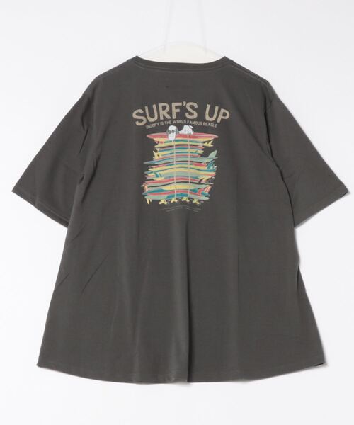 KRIFF MAYER Lady's Collection(クリフメイヤーレディースコレクション)の「スヌーピー半袖チュニック(サーフ)(Tシャツ/カットソー・レディース・イエロー/ブルー/オフホワイト/チャコール/カラフル・LARGE/MEDIUM)」の3枚目の写真