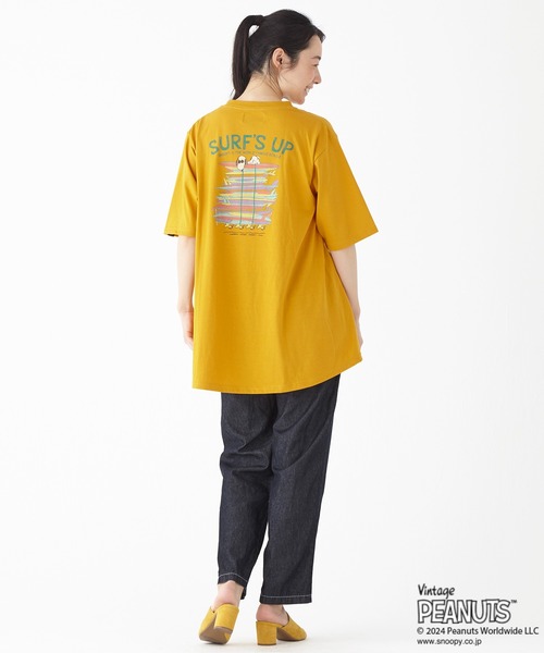 KRIFF MAYER Lady's Collection(クリフメイヤーレディースコレクション)の「スヌーピー半袖チュニック(サーフ)(Tシャツ/カットソー・レディース・イエロー/ブルー/オフホワイト/チャコール/カラフル・LARGE/MEDIUM)」の9枚目の写真