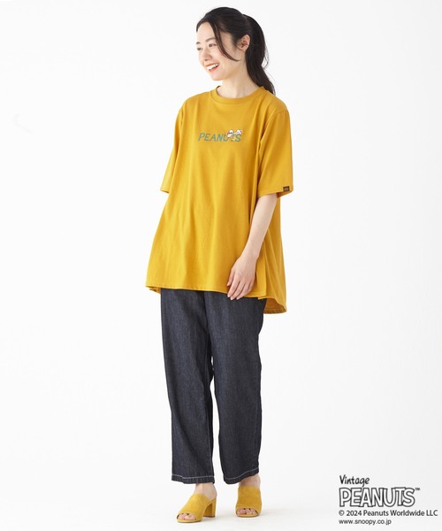 KRIFF MAYER Lady's Collection(クリフメイヤーレディースコレクション)の「スヌーピー半袖チュニック(サーフ)(Tシャツ/カットソー・レディース・イエロー/ブルー/オフホワイト/チャコール/カラフル・LARGE/MEDIUM)」の10枚目の写真
