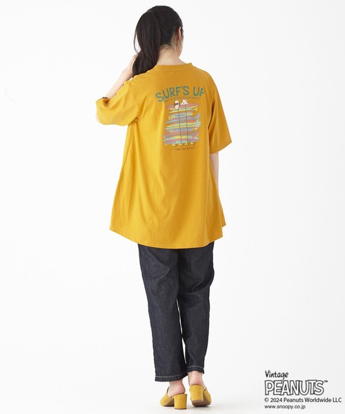 KRIFF MAYER Lady's Collection(クリフメイヤーレディースコレクション)の「スヌーピー半袖チュニック(サーフ)(Tシャツ/カットソー・レディース・イエロー/ブルー/オフホワイト/チャコール/カラフル・LARGE/MEDIUM)」の11枚目の写真