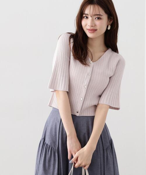 PROPORTION BODY DRESSING（プロポーションボディドレッシング）の「フレアスリーブショートニット / 1214170308（ニット/セーター・レディース・グレー/ブラック/パープル・FREE）」の2枚目の写真