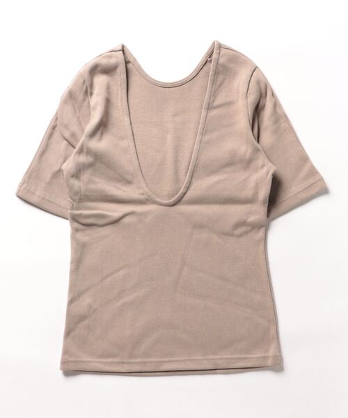 mimi toujours(ミミトゥジュール)の「バック オープン リブ トップス mimi toujours×nono(Tシャツ/カットソー・レディース・モカ/グレイッシュベージュ/ホワイト・M)」の20枚目の写真