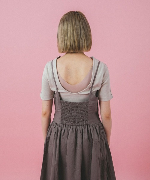 mimi toujours(ミミトゥジュール)の「バック オープン リブ トップス mimi toujours×nono(Tシャツ/カットソー・レディース・モカ/グレイッシュベージュ/ホワイト・M)」の15枚目の写真