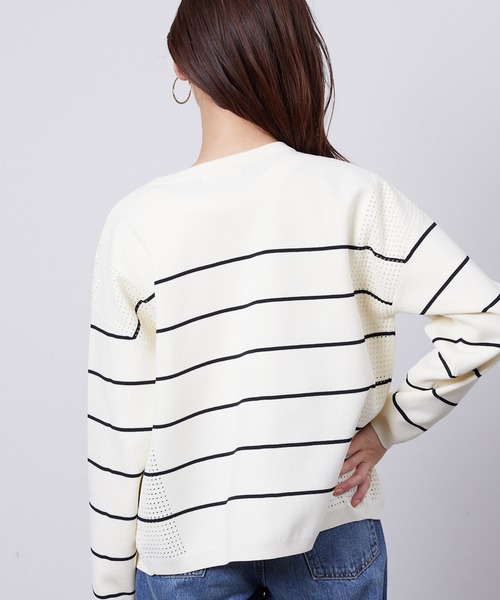 Chez toi（シェトワ）の「軽量ニットアイレットジップカーディガン（カーディガン/ボレロ・レディース・アイボリー/オフホワイト/ブラック/ブルー・FREE）」の14枚目の写真