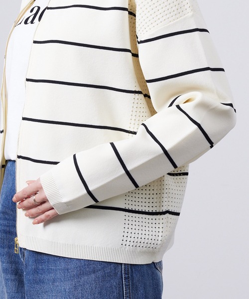 Chez toi（シェトワ）の「軽量ニットアイレットジップカーディガン（カーディガン/ボレロ・レディース・アイボリー/オフホワイト/ブラック/ブルー・FREE）」の19枚目の写真