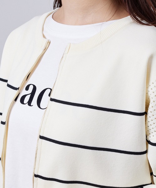 Chez toi（シェトワ）の「軽量ニットアイレットジップカーディガン（カーディガン/ボレロ・レディース・アイボリー/オフホワイト/ブラック/ブルー・FREE）」の21枚目の写真