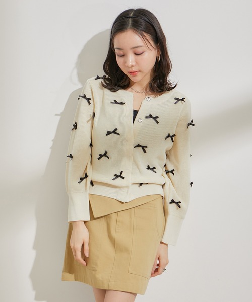 VIS(ビス)の「リネンタッチリボンカーディガン(カーディガン/ボレロ・レディース・キナリ/グレー/ピンク・FREE)」の15枚目の写真