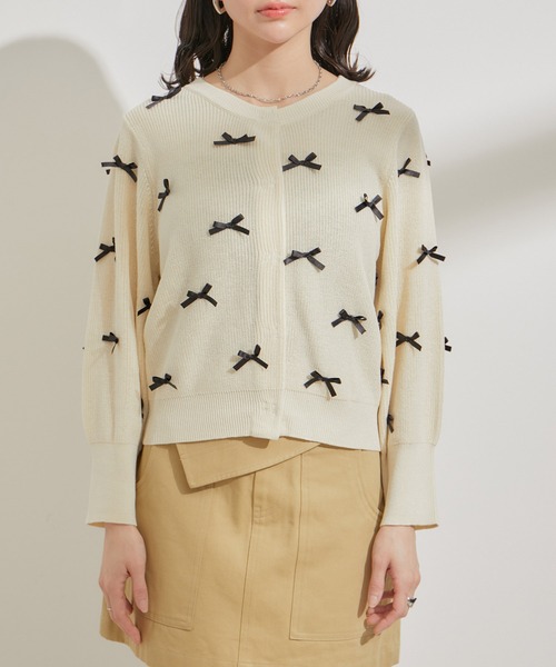 VIS(ビス)の「リネンタッチリボンカーディガン(カーディガン/ボレロ・レディース・キナリ/グレー/ピンク・FREE)」の18枚目の写真