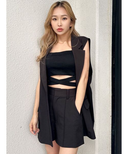 GYDA（ジェイダ）の「ウエストクロスビスチェ（キャミソール・レディース・オフホワイト/ブラック・FREE）」の8枚目の写真