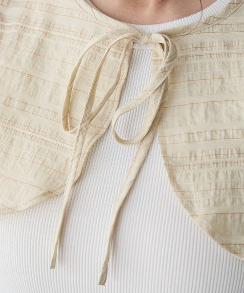 forksy.】シアーボーダーボリュームスリーブボレロ（カーディガン