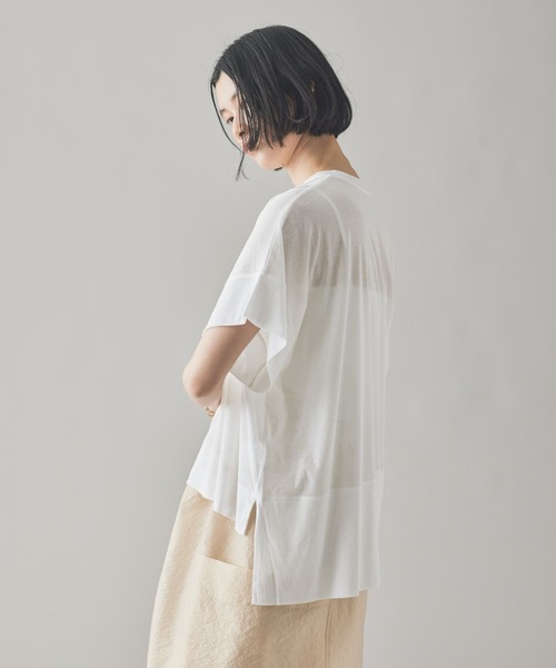 Curensology（カレンソロジー）の「Curensology(カレンソロジー)/シアーフライスボクシーTシャツ（Tシャツ/カットソー・レディース・ブラウン/ホワイト/ブルー/ブラック/チャコールグレー/クリーム・FREE）」の22枚目の写真