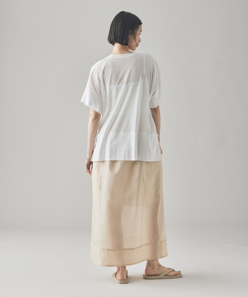 Curensology（カレンソロジー）の「Curensology(カレンソロジー)/シアーフライスボクシーTシャツ（Tシャツ/カットソー・レディース・ブラウン/ホワイト/ブルー/ブラック/チャコールグレー/クリーム・FREE）」の18枚目の写真