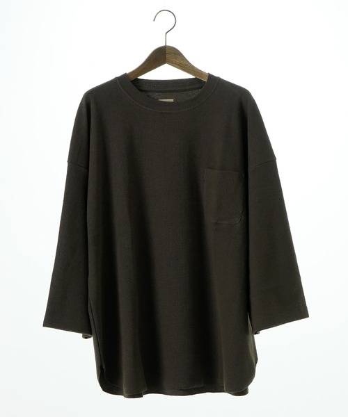 Sanca(サンカ)の「Sanca サンカ C/H SURF KNIT POCKET CREW 3/4(Tシャツ/カットソー・メンズ・オリーブ/オフホワイト・2)」の2枚目の写真