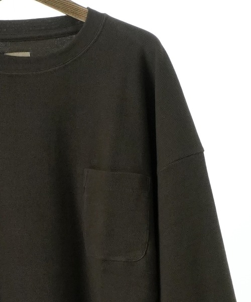 Sanca(サンカ)の「Sanca サンカ C/H SURF KNIT POCKET CREW 3/4(Tシャツ/カットソー・メンズ・オリーブ/オフホワイト・2)」の5枚目の写真