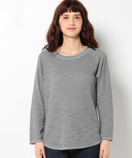 Another Edition（アナザーエディション）の「ワッフルラグランTシャツ/AEBC ﾜｯﾌﾙRGLN Tee◆（Tシャツ/カットソー・レディース・オフホワイト/グレー・フリー）」の8枚目の写真