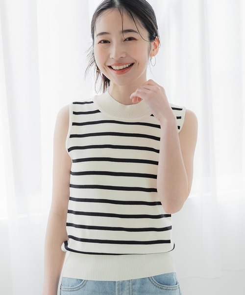 coca(coca)(コカ)の「【WEB限定セール】ハイネックノースリニットトップス(Tシャツ/カットソー・レディース・B/ブラック/アイボリー/グレイッシュベージュ/A/ラベンダー・S/M/L)」の5枚目の写真