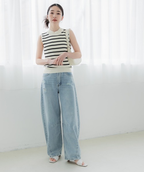 coca(coca)(コカ)の「【WEB限定セール】ハイネックノースリニットトップス(Tシャツ/カットソー・レディース・B/ブラック/アイボリー/グレイッシュベージュ/A/ラベンダー・S/M/L)」の14枚目の写真