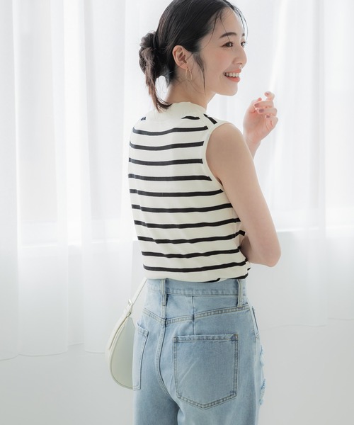 coca(coca)(コカ)の「【WEB限定セール】ハイネックノースリニットトップス(Tシャツ/カットソー・レディース・B/ブラック/アイボリー/グレイッシュベージュ/A/ラベンダー・S/M/L)」の15枚目の写真