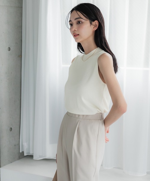 coca(coca)(コカ)の「【WEB限定セール】ハイネックノースリニットトップス(Tシャツ/カットソー・レディース・B/ブラック/アイボリー/グレイッシュベージュ/A/ラベンダー・S/M/L)」の7枚目の写真