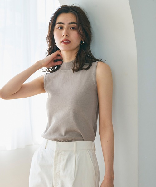 coca(coca)(コカ)の「【WEB限定セール】ハイネックノースリニットトップス(Tシャツ/カットソー・レディース・B/ブラック/アイボリー/グレイッシュベージュ/A/ラベンダー・S/M/L)」の18枚目の写真