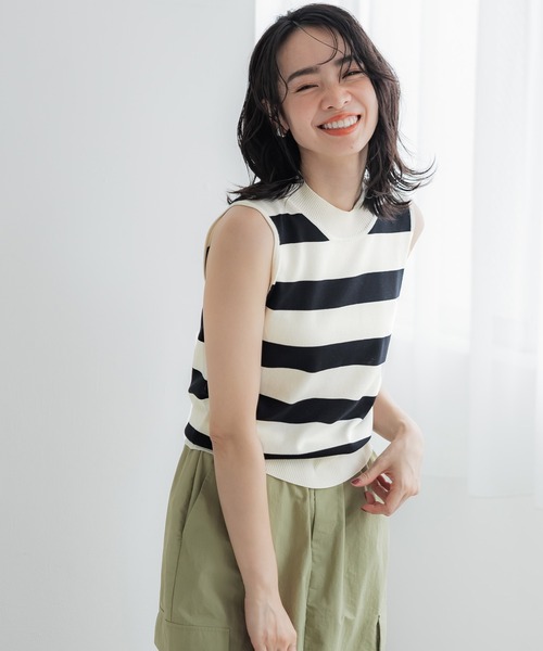 coca(coca)(コカ)の「【WEB限定セール】ハイネックノースリニットトップス(Tシャツ/カットソー・レディース・B/ブラック/アイボリー/グレイッシュベージュ/A/ラベンダー・S/M/L)」の20枚目の写真