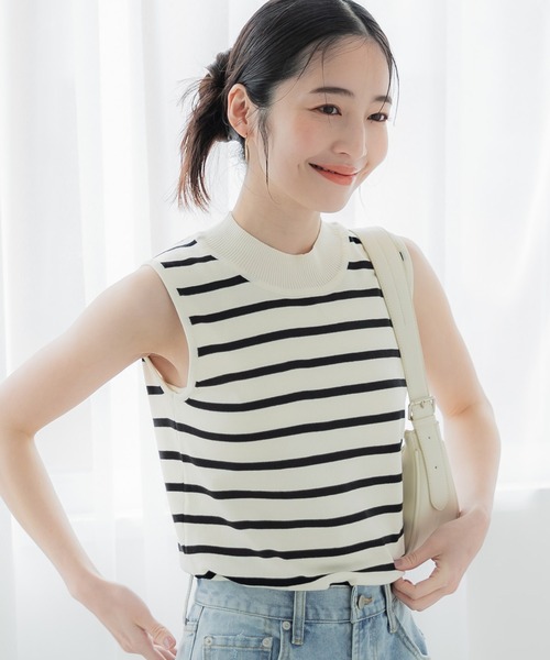 coca(coca)(コカ)の「【WEB限定セール】ハイネックノースリニットトップス(Tシャツ/カットソー・レディース・B/ブラック/アイボリー/グレイッシュベージュ/A/ラベンダー・S/M/L)」の13枚目の写真