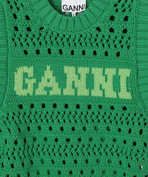 GANNI コットンロゴベスト GANNI - ロゴ・コットン・ブレンド・ニット・ベスト を