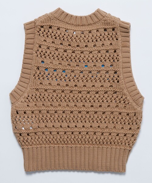 GANNI（ガニー）の「GANNI/ガニー Cotton Rope Vest / K2211 / ロゴニットベスト（ベスト・レディース・グリーン/ベージュ・SMALL）」の10枚目の写真