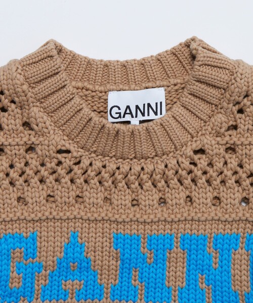 GANNI（ガニー）の「GANNI/ガニー Cotton Rope Vest / K2211 / ロゴニットベスト（ベスト・レディース・グリーン/ベージュ・SMALL）」の11枚目の写真