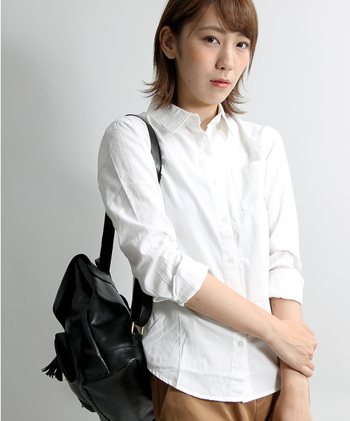 WEGO（ウィゴー）の「WEGO/ベーシックシャツ（シャツ/ブラウス・レディース・ブラック系その他/ブルー系その他/ホワイト系その他/ホワイト・FREE）」の2枚目の写真