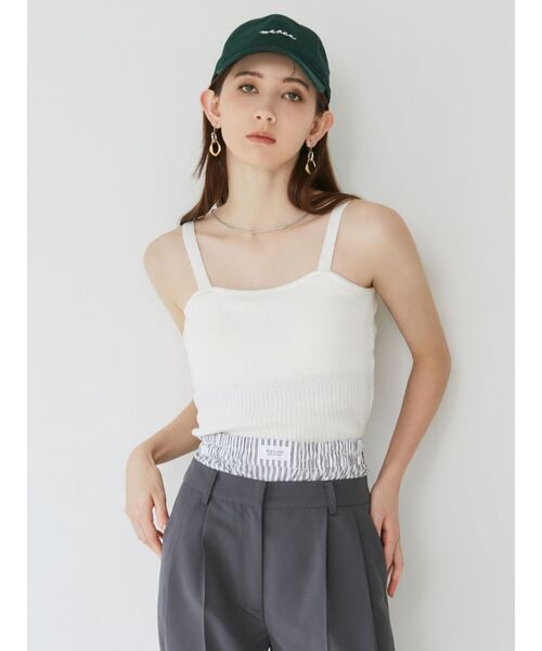 MURUA(ムルーア)の「ループヤーンキャミ(ニット/セーター・レディース・ダークグレー/ホワイト/グリーン・FREE)」の21枚目の写真