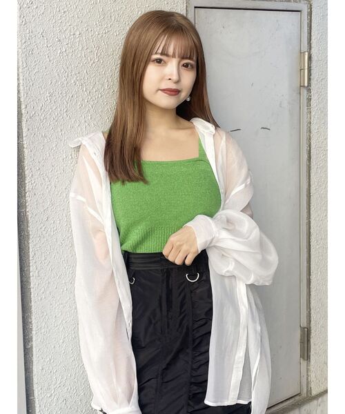 MURUA(ムルーア)の「ループヤーンキャミ(ニット/セーター・レディース・ダークグレー/ホワイト/グリーン・FREE)」の7枚目の写真