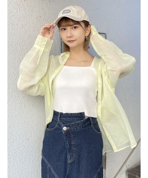 MURUA(ムルーア)の「ループヤーンキャミ(ニット/セーター・レディース・ダークグレー/ホワイト/グリーン・FREE)」の8枚目の写真