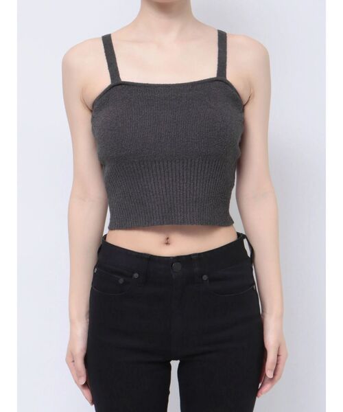 MURUA(ムルーア)の「ループヤーンキャミ(ニット/セーター・レディース・ダークグレー/ホワイト/グリーン・FREE)」の9枚目の写真