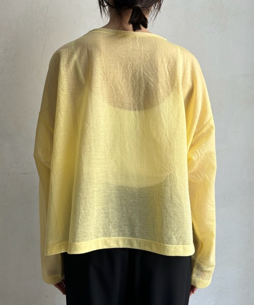 DouDou(ドゥドゥ)の「シアーロンTEE(Tシャツ/カットソー・レディース・チャコールグレー/オフホワイト/イエロー・FREE)」の13枚目の写真