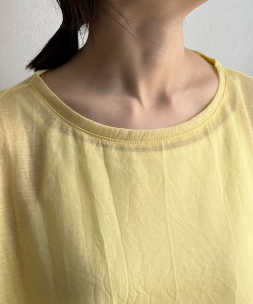 DouDou(ドゥドゥ)の「シアーロンTEE(Tシャツ/カットソー・レディース・チャコールグレー/オフホワイト/イエロー・FREE)」の14枚目の写真