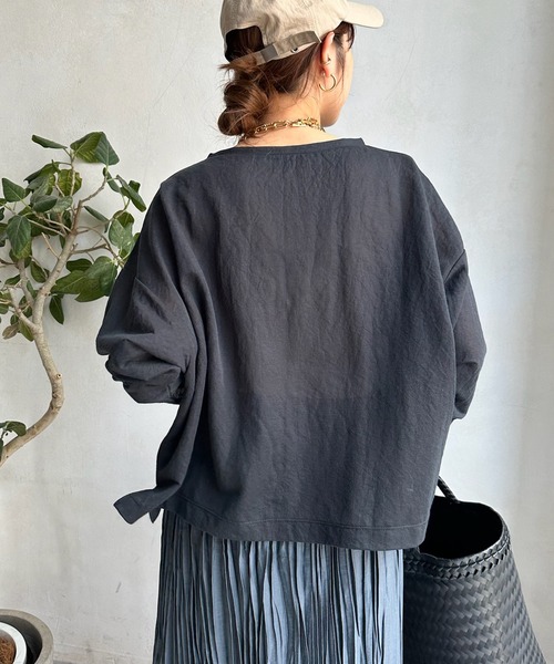 DouDou(ドゥドゥ)の「シアーロンTEE(Tシャツ/カットソー・レディース・チャコールグレー/オフホワイト/イエロー・FREE)」の10枚目の写真