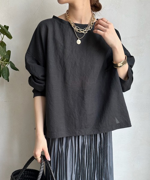 DouDou(ドゥドゥ)の「シアーロンTEE(Tシャツ/カットソー・レディース・チャコールグレー/オフホワイト/イエロー・FREE)」の19枚目の写真